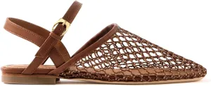 Mesh Ballet Flats for Women Slingback Flats Round Toe Mary Jane Flat Fishnet Ballerina Shoes Comfortable Casual with Buckle Strap
