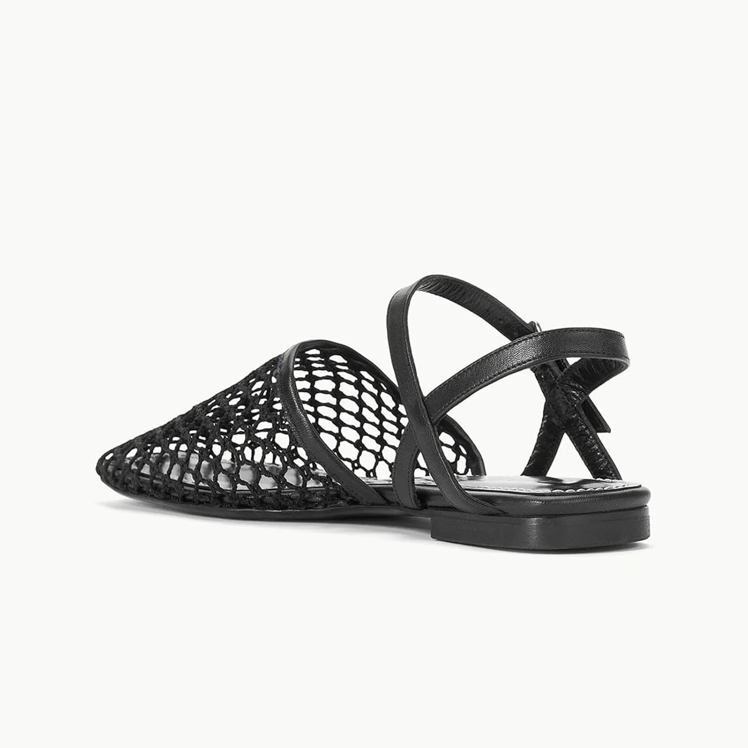 Mesh Ballet Flats for Women Slingback Flats Round Toe Mary Jane Flat Fishnet Ballerina Shoes Comfortable Casual with Buckle Strap