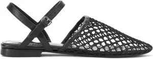 Mesh Ballet Flats for Women Slingback Flats Round Toe Mary Jane Flat Fishnet Ballerina Shoes Comfortable Casual with Buckle Strap