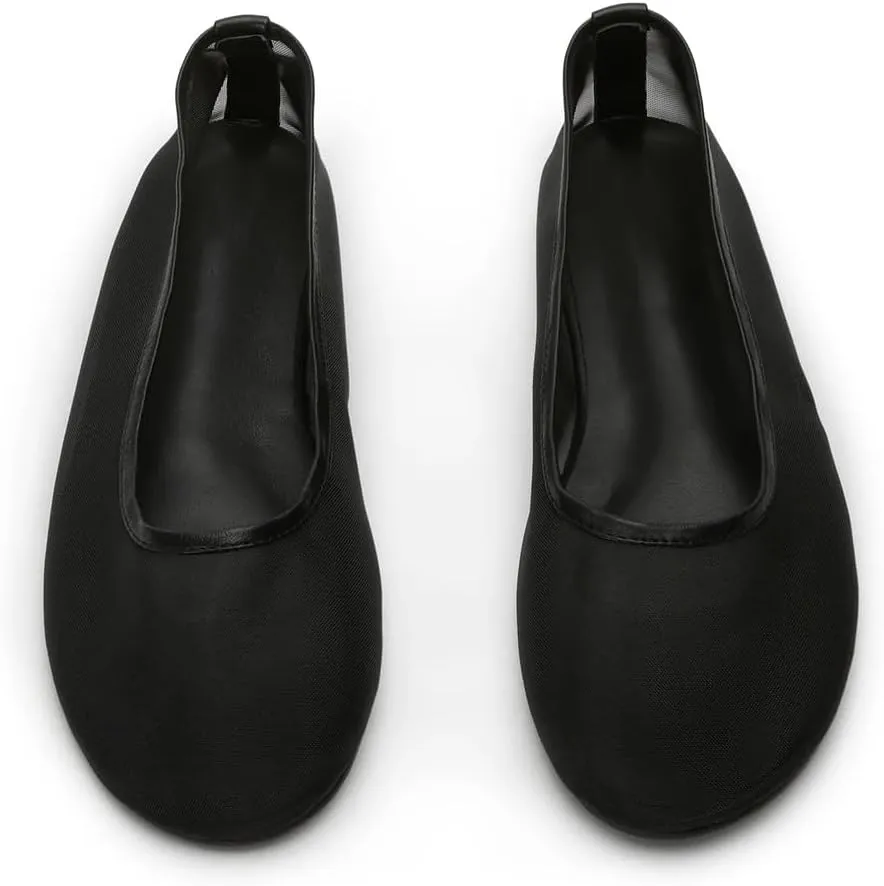 Mesh Ballet Flats Shoes for Women Round Toe Slip on Ballerina Casual Work Flats Low Heel Comfortable Soft