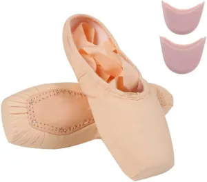 MSMAX Girls Satin Ballet Pointe Shoes Professional Dance Flats