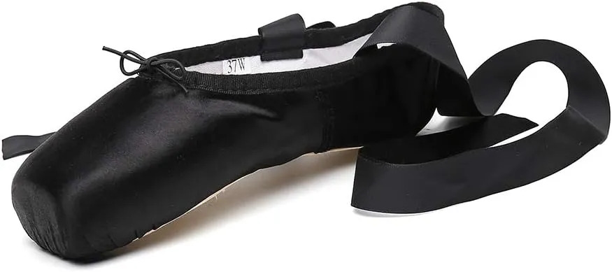 MSMAX Girls Satin Ballet Pointe Shoes Professional Dance Flats