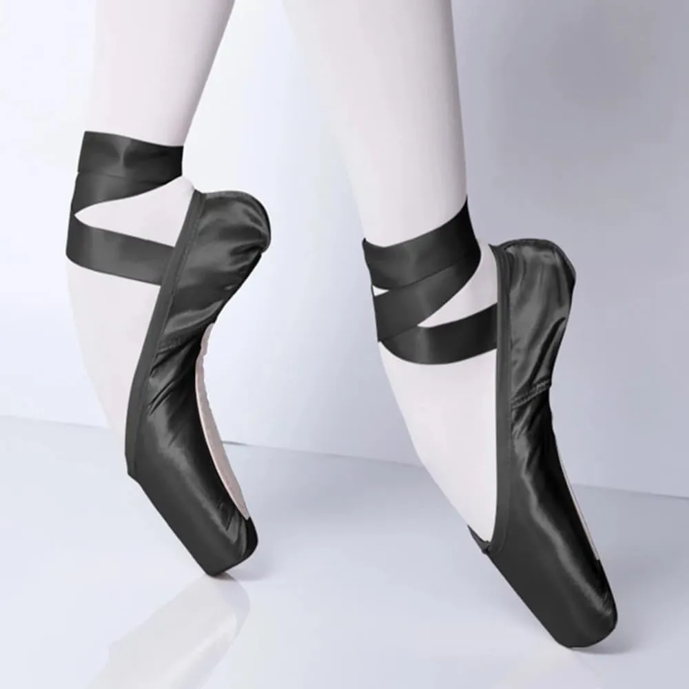 MSMAX Girls Satin Ballet Pointe Shoes Professional Dance Flats