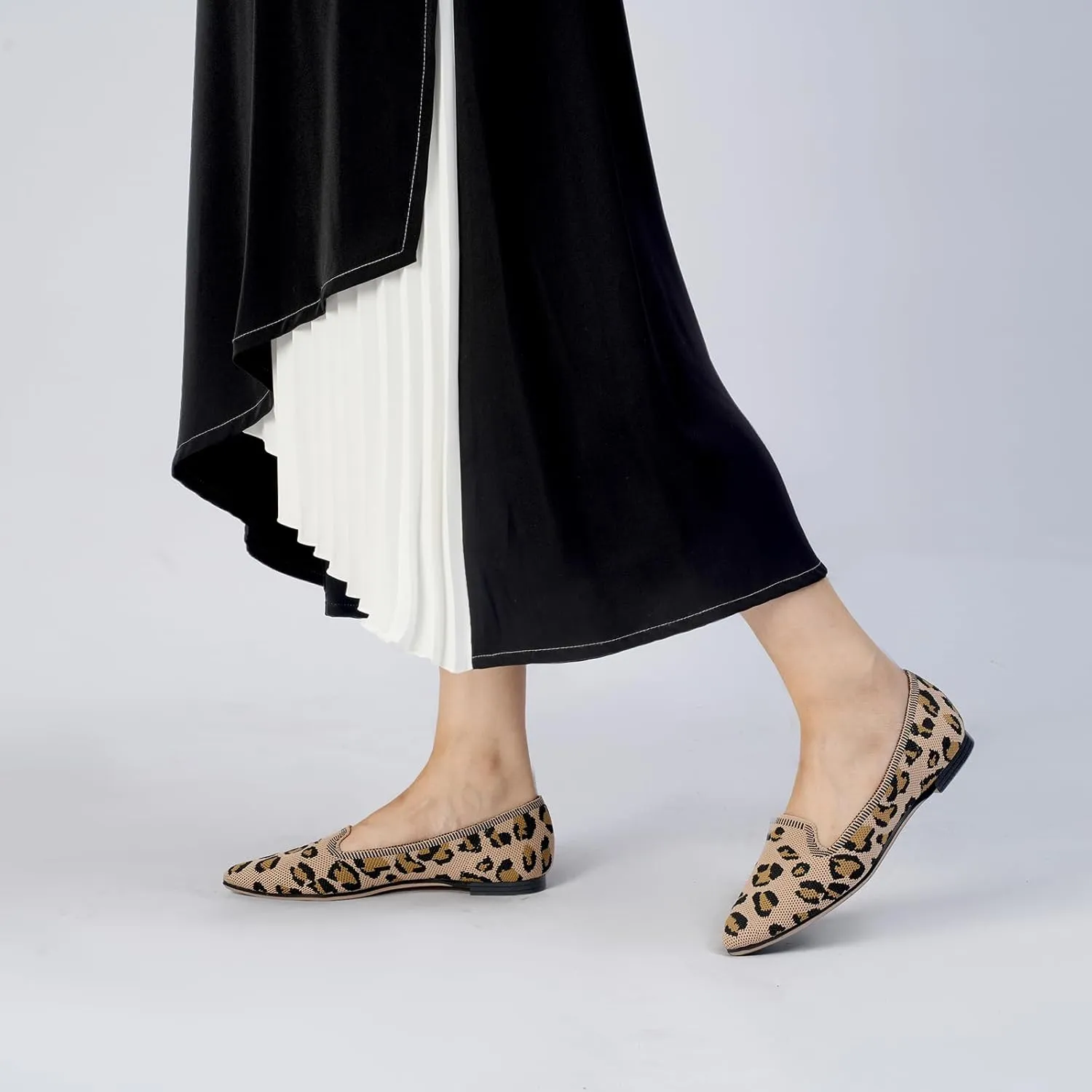 MUSSHOE Flats Shoes for Women Slip on Ballet Flats Dress Shoes Knit Flats Pointed Toe Flat Shoes for Women Comfortable Dressy Women Shoes