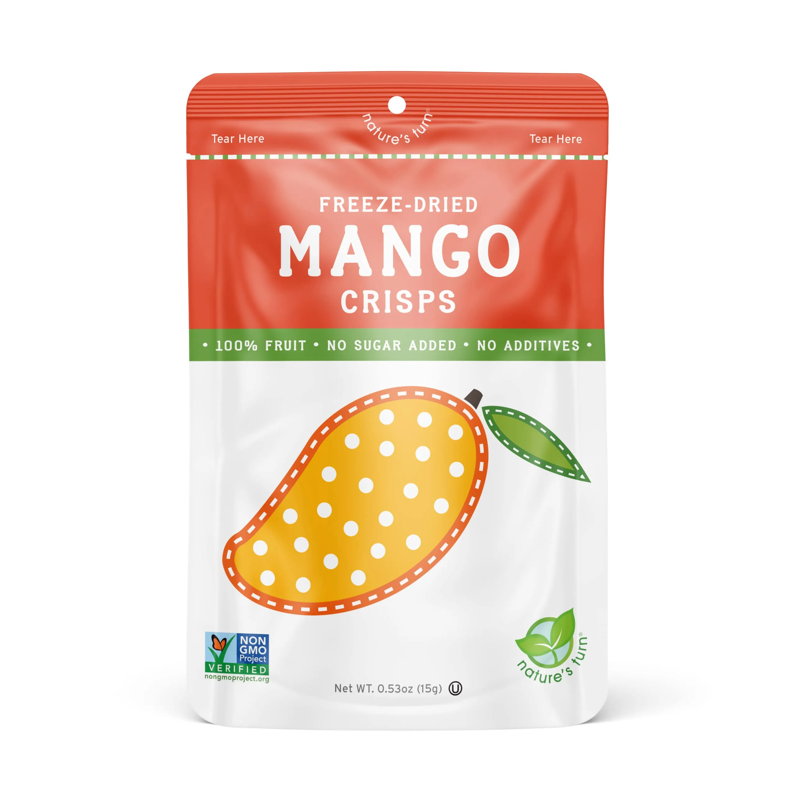 Nature’s Turn Freeze-Dried Fruit Snacks, Mango Crisps - Pack of 12 (0.53 oz Each)