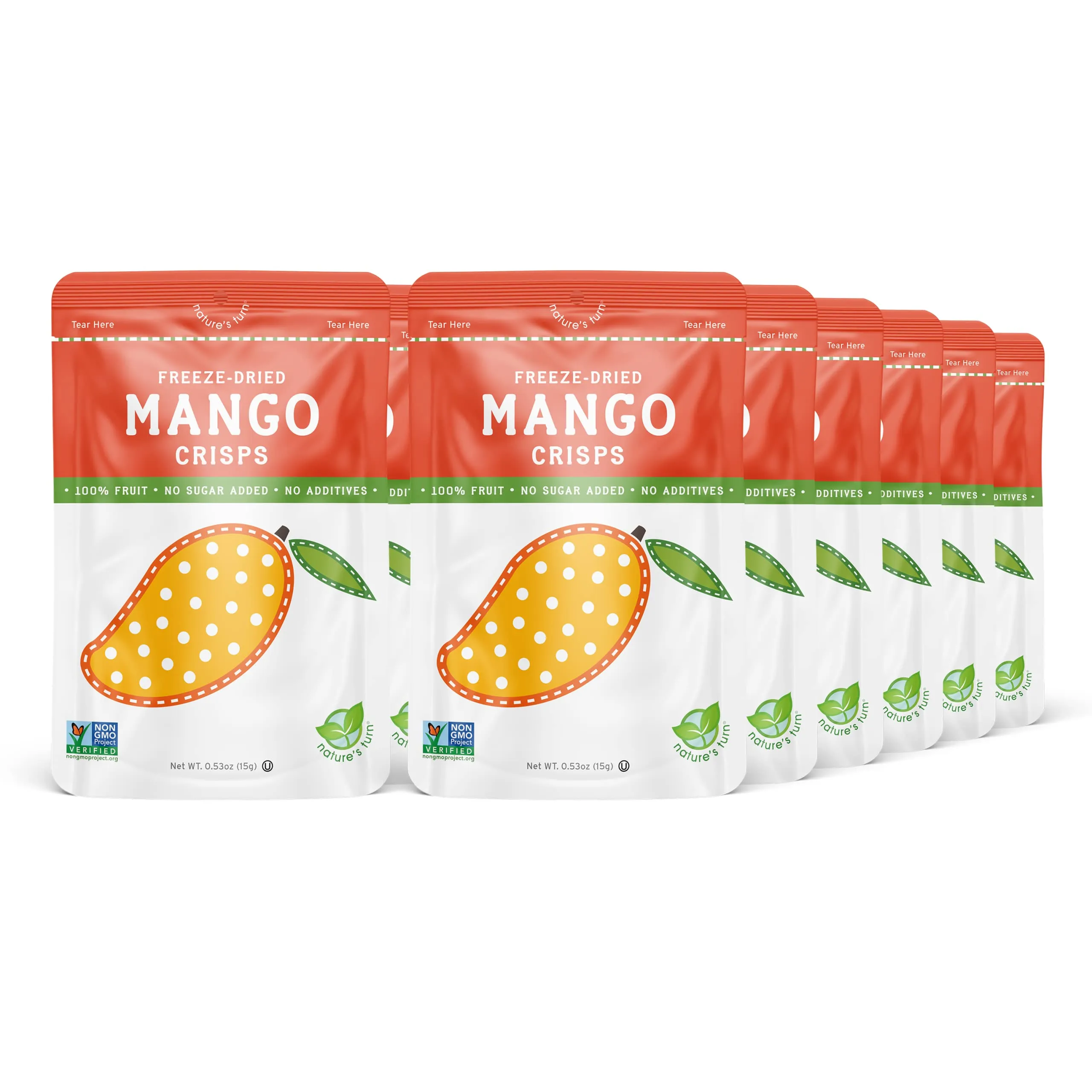 Nature’s Turn Freeze-Dried Fruit Snacks, Mango Crisps - Pack of 12 (0.53 oz Each)