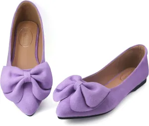 ODORHEISAYO Women's Dress Shoes for Women Office Shoes, Suede Ballet Flats Shoes Dressy, Casual Bows Flats for Women, Soft Slip ons Womens Shoes Dressy for Holiday Wedding Work Party