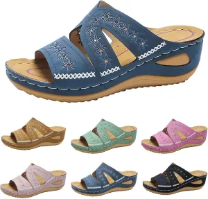 Orthopedic Sandals for Women Dressy Slide Sandals Slip On Open Toe Soft Feetbed Flats Sandal for Summer Slippers Shoes