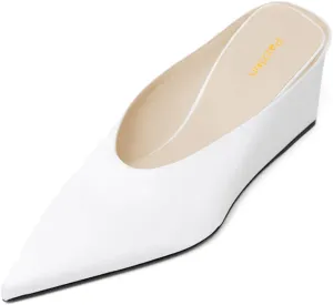 Pazzion Women's Closed Pointed Toe Mid Low Heel Clogs Mule Slip On Wedges Slides Sandals Casual Daily Slippers Shoes Size 4-16 US