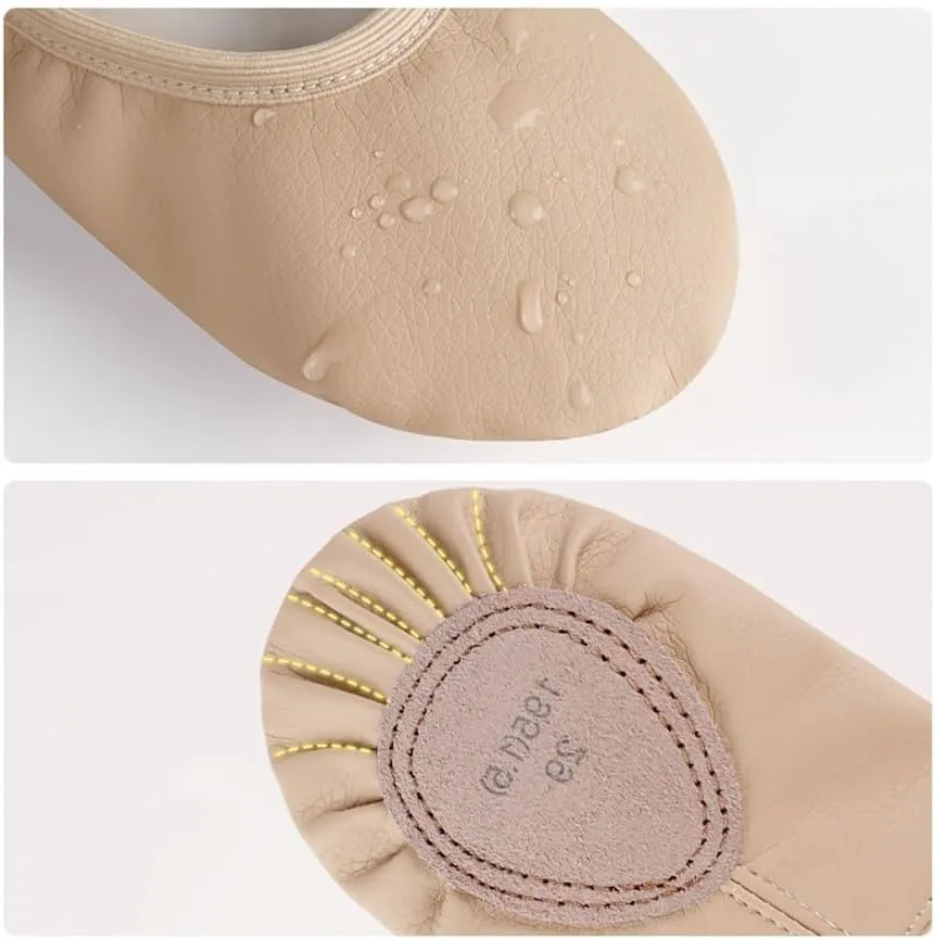 PU Ballet Shoes for Toddler Girls Children Dance Shoe Leather Ballet Flats Kids Soft Sole Gymnastics Shoes Dancing Slippers(Black,30(Foot 20cm))