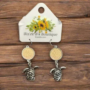 Rattan Disk and Silvertoned Earrings OE2454-OE2456-AS