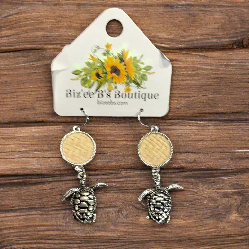 Rattan Disk and Silvertoned Earrings OE2454-OE2456-AS