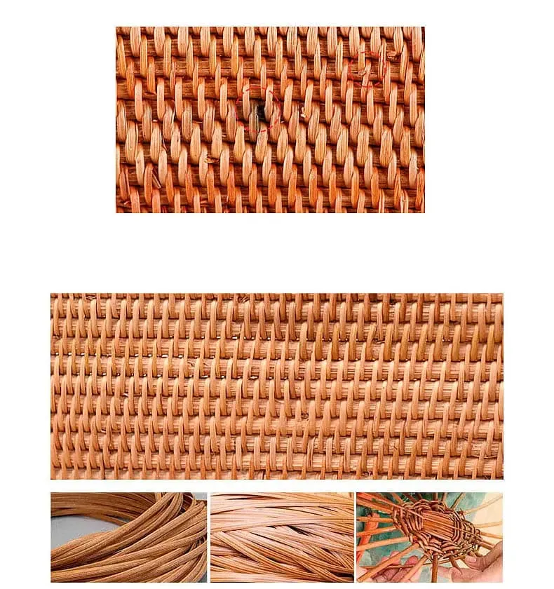 Rattan storage tray with wooden handle