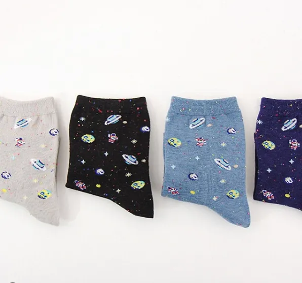 Real Space Crew Socks (4 Pairs) Women Galaxy Socks star Girls Fashion  EJ14