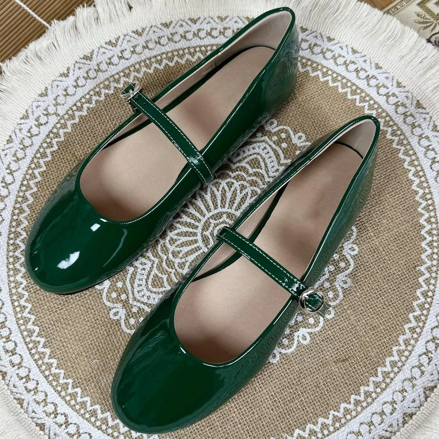 SAILING LU Women Pointed Toe Mary Janes Shoes Retro Plaid Dress Shoes Comfortable Ballet Flats Portable Holiday Shoes