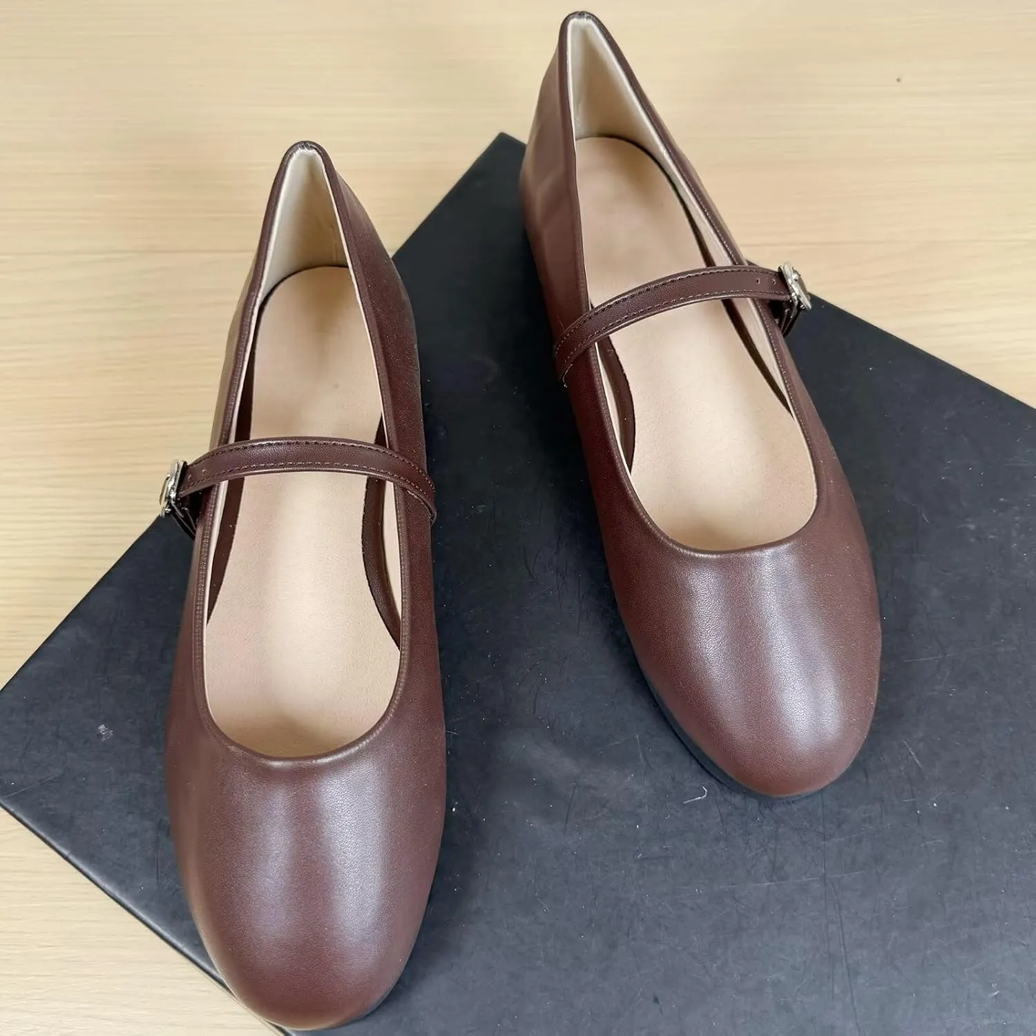 SAILING LU Women Pointed Toe Mary Janes Shoes Retro Plaid Dress Shoes Comfortable Ballet Flats Portable Holiday Shoes