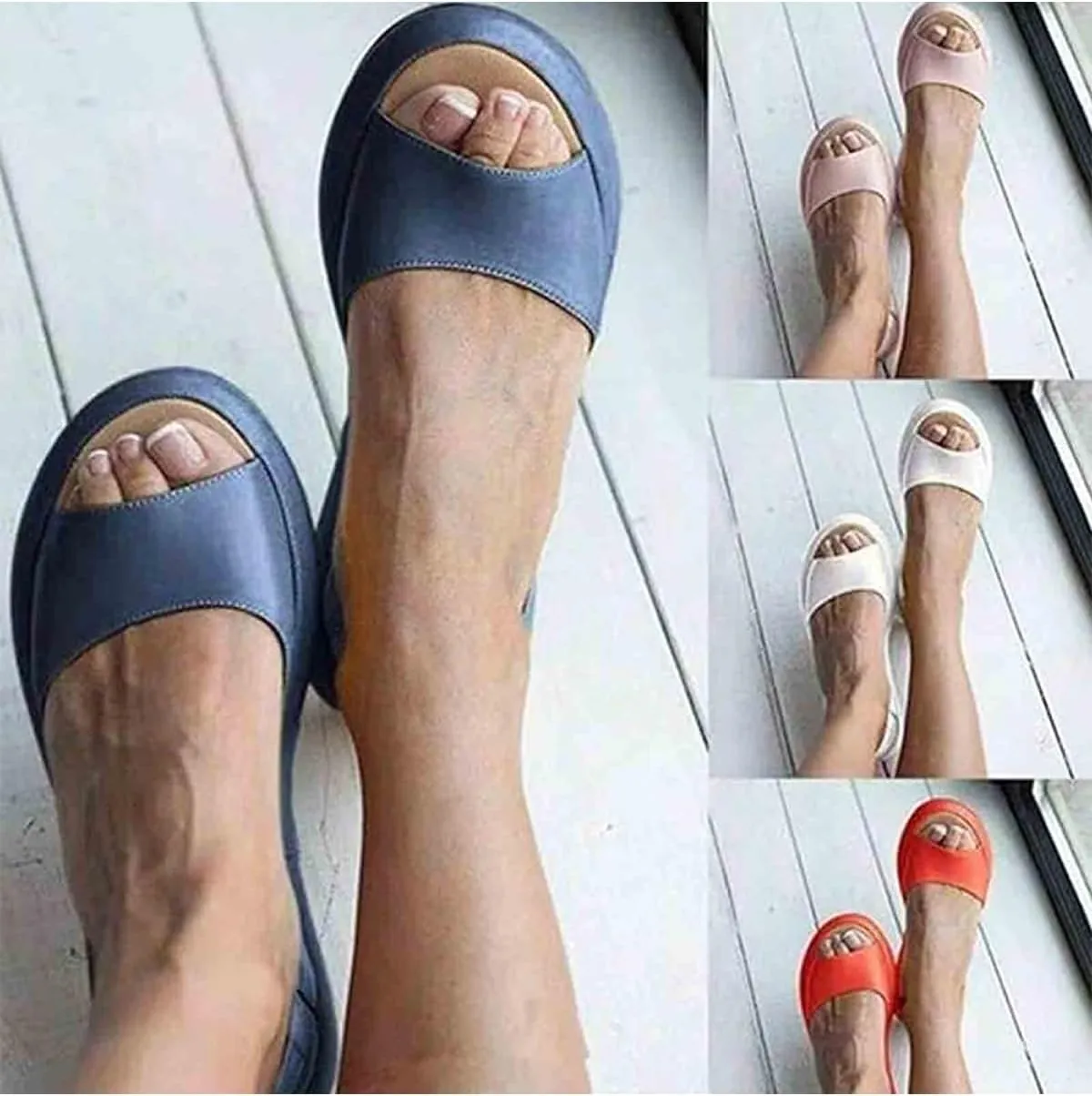 Sherum Womens Flat Spring-Summer Sandals, Dotmalls Slip On Comfy Slippers, Arch Support for Beach, Travel Daily Use