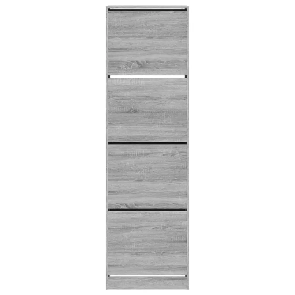 Shoe Cabinet with 4 Flip-Drawers Grey Sonoma 60x42x204 cm
