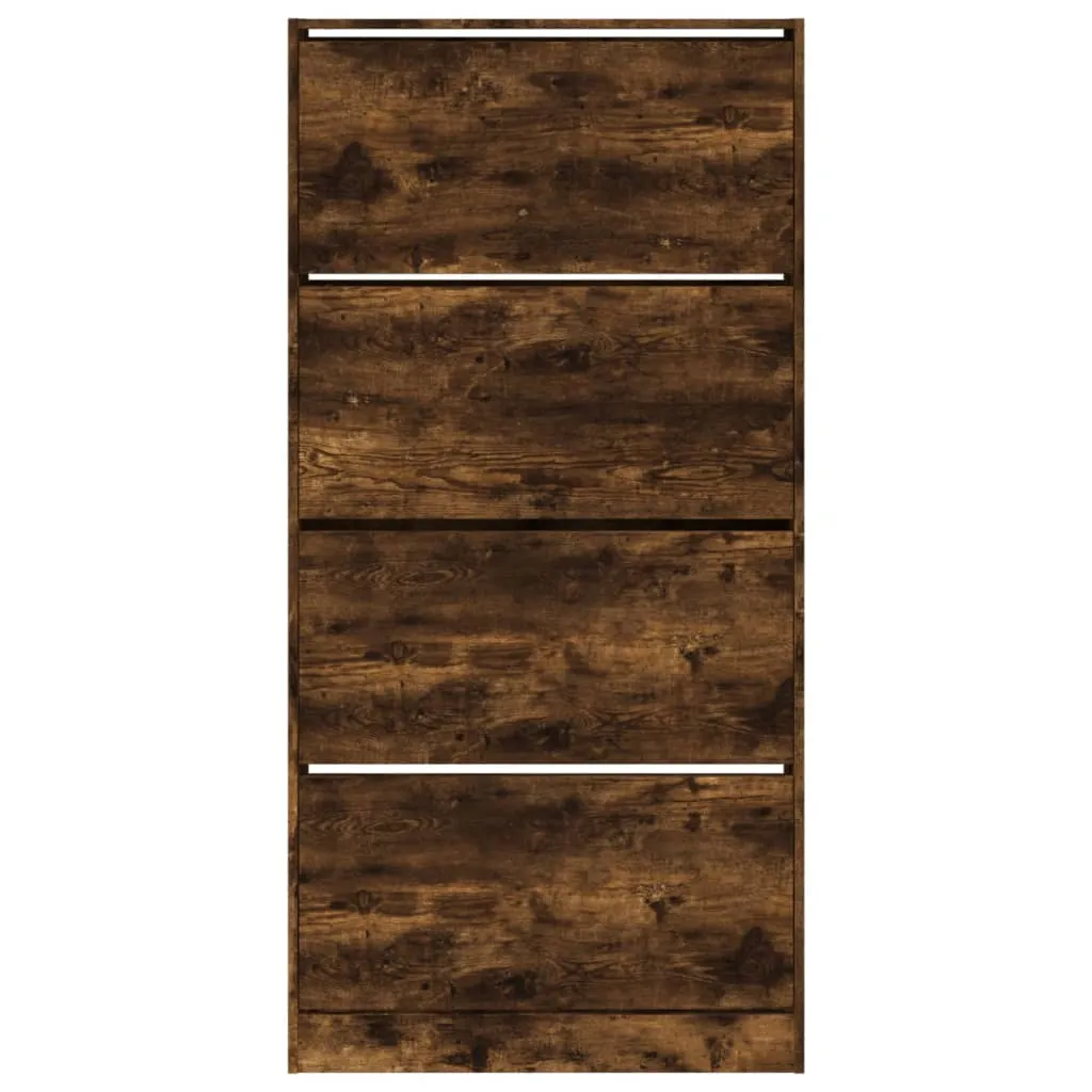 Shoe Cabinet with 4 Flip-Drawers Smoked Oak 80x21x163.5 cm