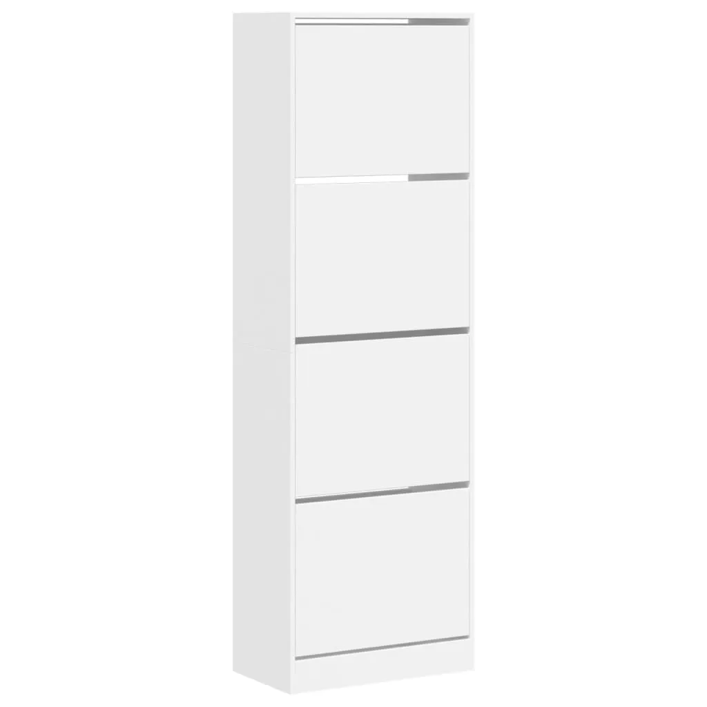 Shoe Cabinet with 4 Flip-Drawers White 60x34x187.5 cm