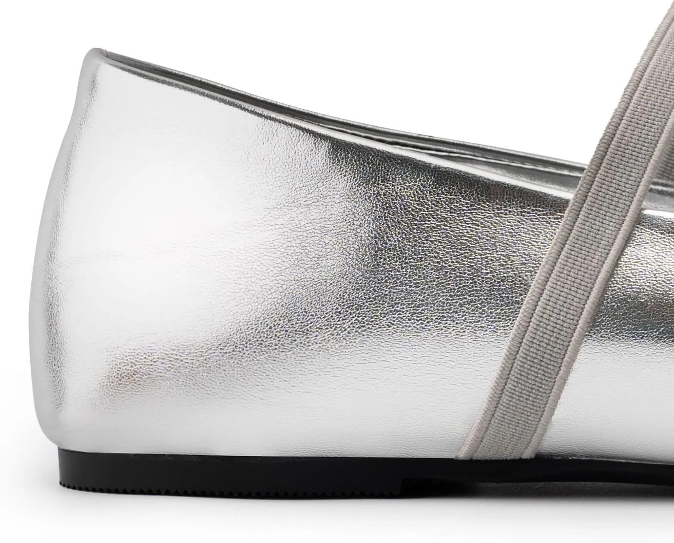 Silver Ballet Flats Shoes for Women,Square Toe Bow Elastic Band Mary Jane Flats,Slip on Elegance Casual Office Dressy Ballerina Shoes
