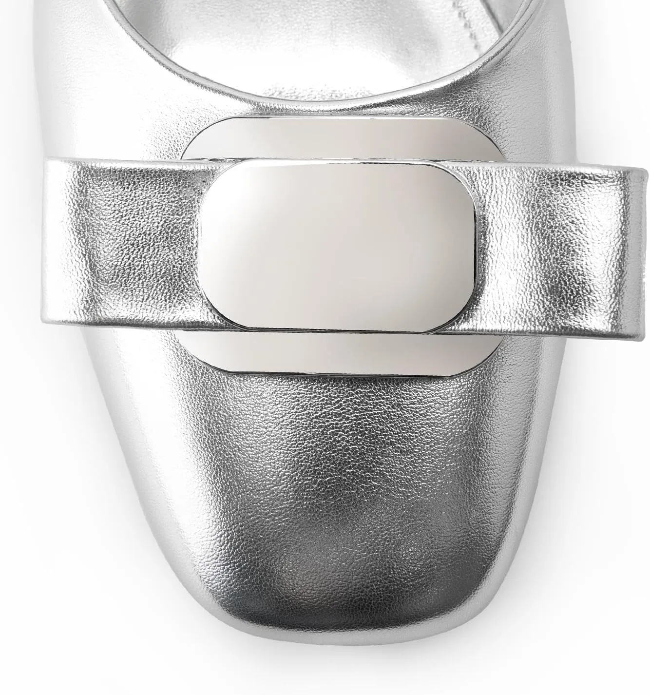 Silver Ballet Flats Shoes for Women,Square Toe Bow Elastic Band Mary Jane Flats,Slip on Elegance Casual Office Dressy Ballerina Shoes