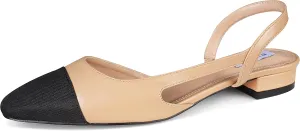 Slingback Flat Shoes for Women Closed Round Toe Low Heeled Sandals Womens Casual Dress Ballet Flats