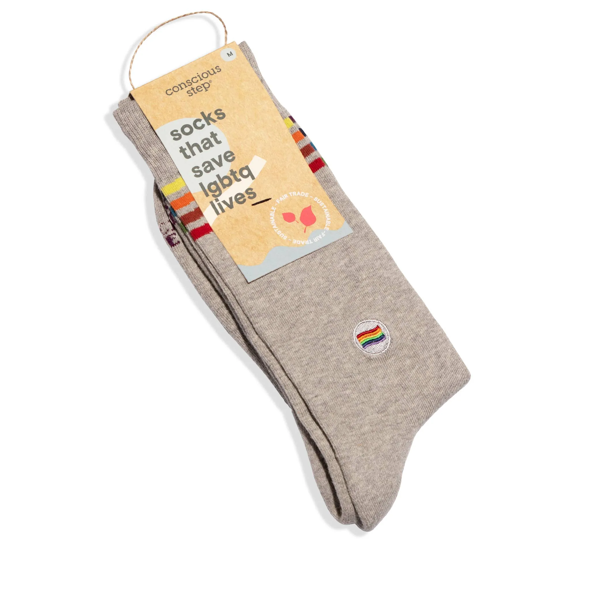 Socks that Save LGBTQ Lives (Alternating Rainbow Stripes) -  Medium