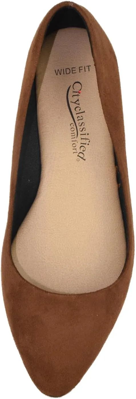 Soda City Classified Women Casual Flat Office Shoes Wide Width Fit Pointy Toe W-Hold