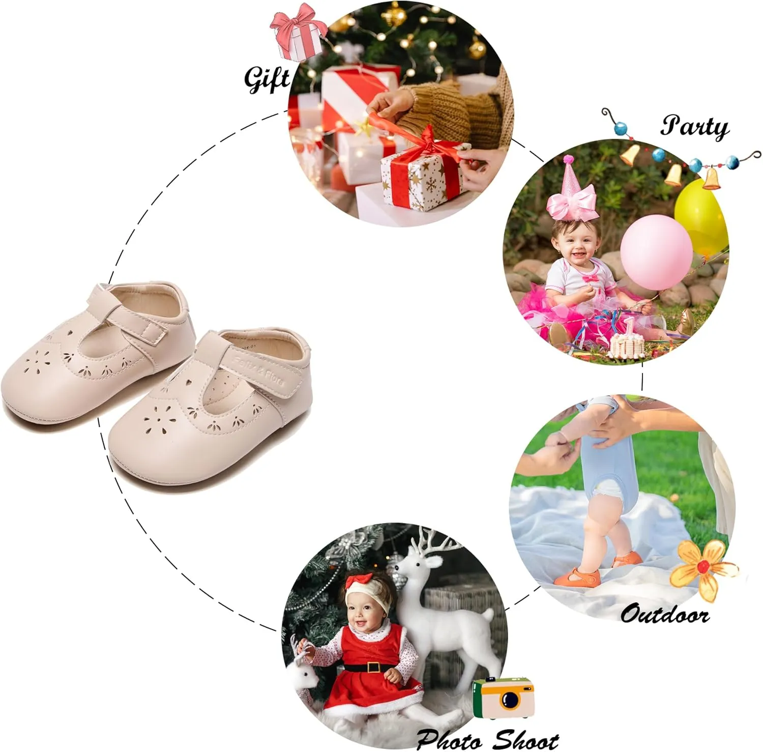 Soft Sole Baby Dress Shoes - Infant Baby Walking Shoes Moccasinss Rubber Sole Crib Shoes.