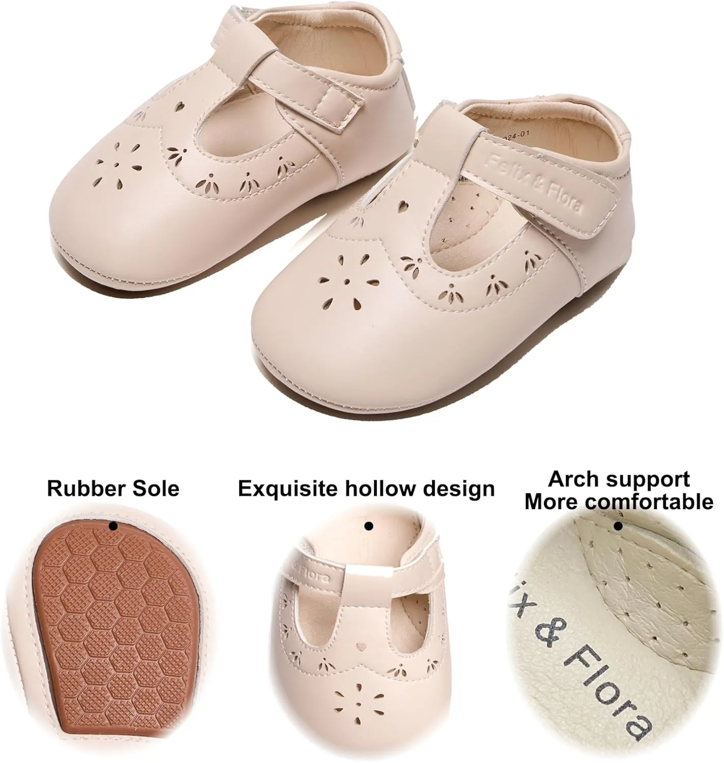 Soft Sole Baby Dress Shoes - Infant Baby Walking Shoes Moccasinss Rubber Sole Crib Shoes.