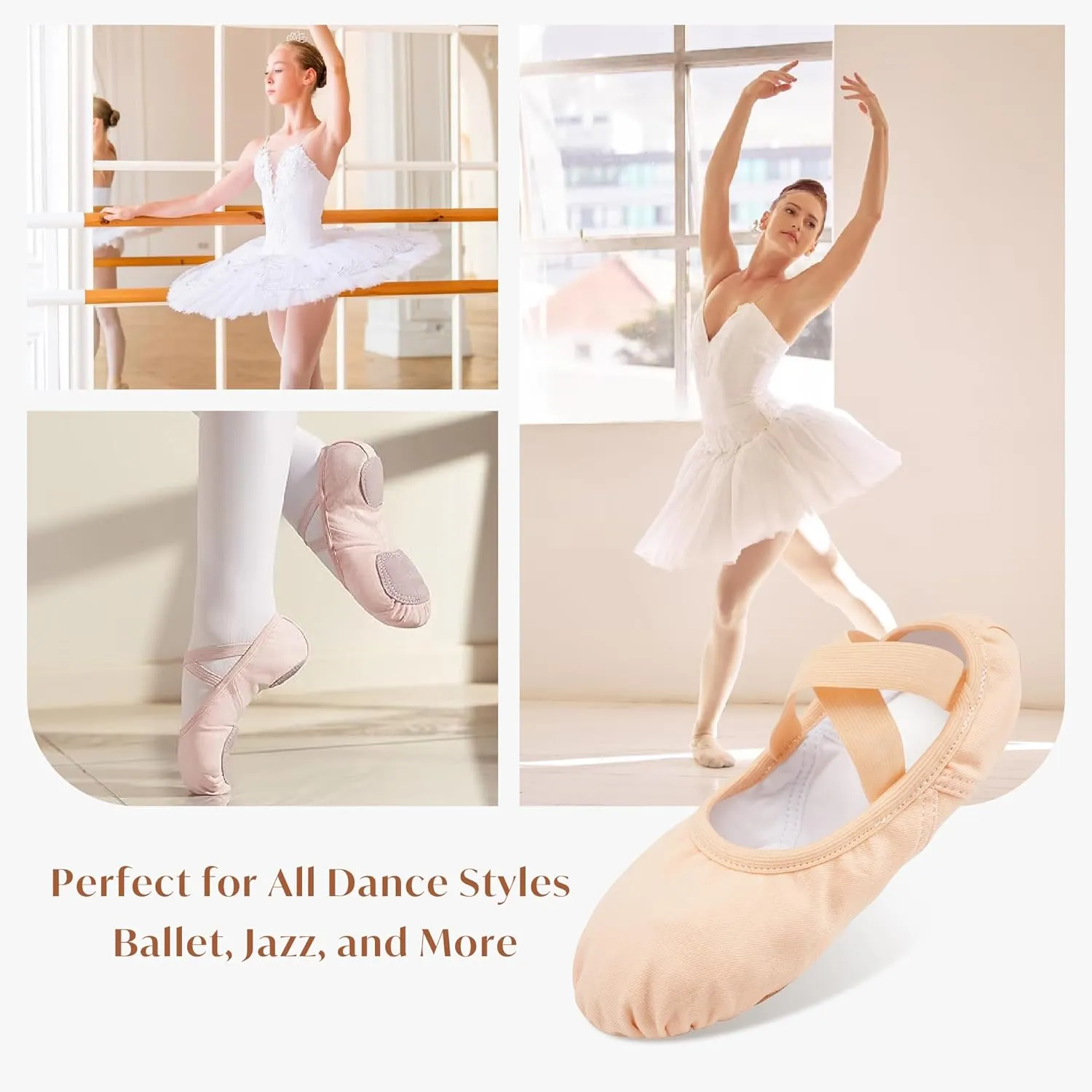 Stelle Ballet Shoes for Women Highly Stretch Canvas Dance Slipper Ballet Mesh Flats Non-Slip Yoga