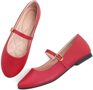 Stunner Women's Mary Jane Flats Fashion Round Toe Ballet Flats Comfortable Ankle Strap Flats Slip On Dress Flats