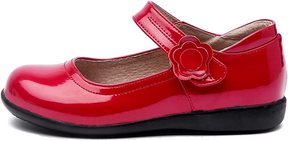SWDZM Girl's Ballet Flats Mary Jane Dress Shoes Soft Leather Nonslip Rubber Sole (Toddler/Little Kid) Model-KM222