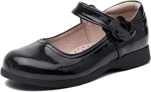 SWDZM Girl's Ballet Flats Mary Jane Dress Shoes Soft Leather Nonslip Rubber Sole (Toddler/Little Kid) Model-KM222