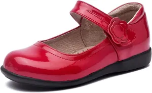 SWDZM Girl's Ballet Flats Mary Jane Dress Shoes Soft Leather Nonslip Rubber Sole (Toddler/Little Kid) Model-KM222