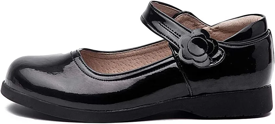 SWDZM Girl's Ballet Flats Mary Jane Dress Shoes Soft Leather Nonslip Rubber Sole (Toddler/Little Kid) Model-KM222