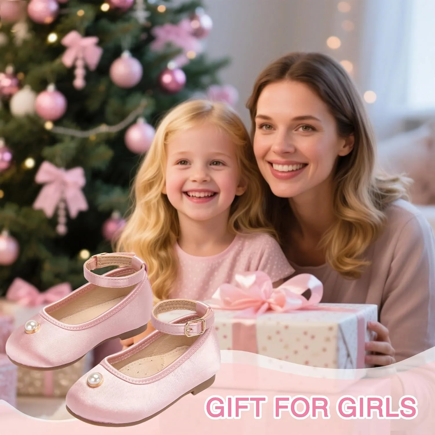 THEE BRON Little Girls Princess Shoes 3-12 Years Ballet Flats Soft Non-Slip Dress Shoes for Wide Feet