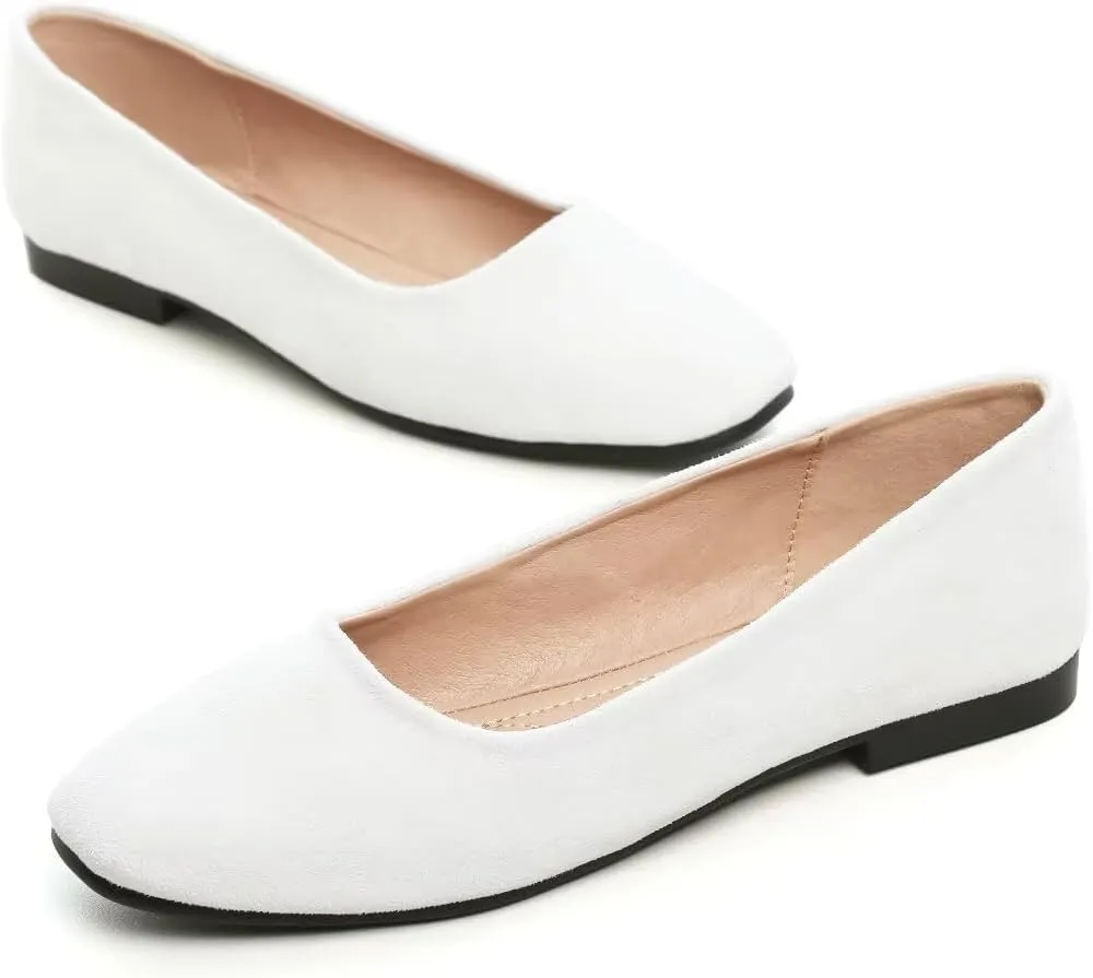 TN TANGNEST Women's Fashion Square Toe Ballet Shoes Comfortable Slip On Flats