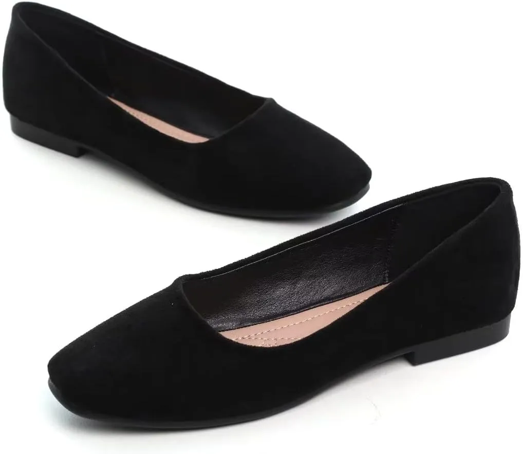 TN TANGNEST Women's Fashion Square Toe Ballet Shoes Comfortable Slip On Flats