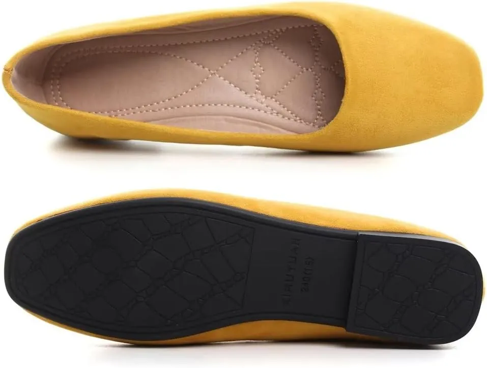 TN TANGNEST Women's Fashion Square Toe Ballet Shoes Comfortable Slip On Flats