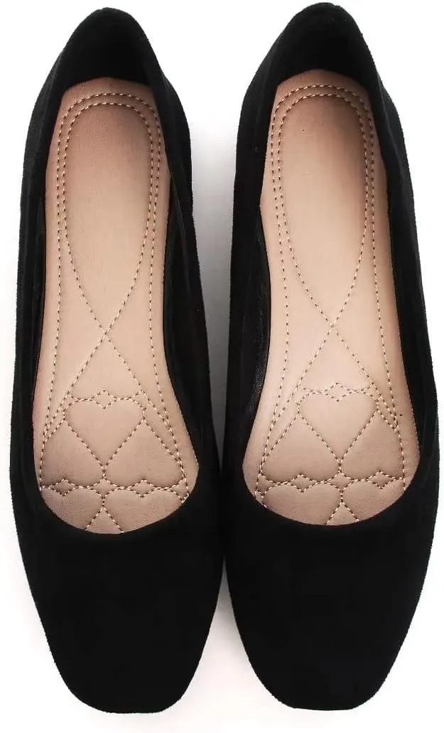 TN TANGNEST Women's Fashion Square Toe Ballet Shoes Comfortable Slip On Flats