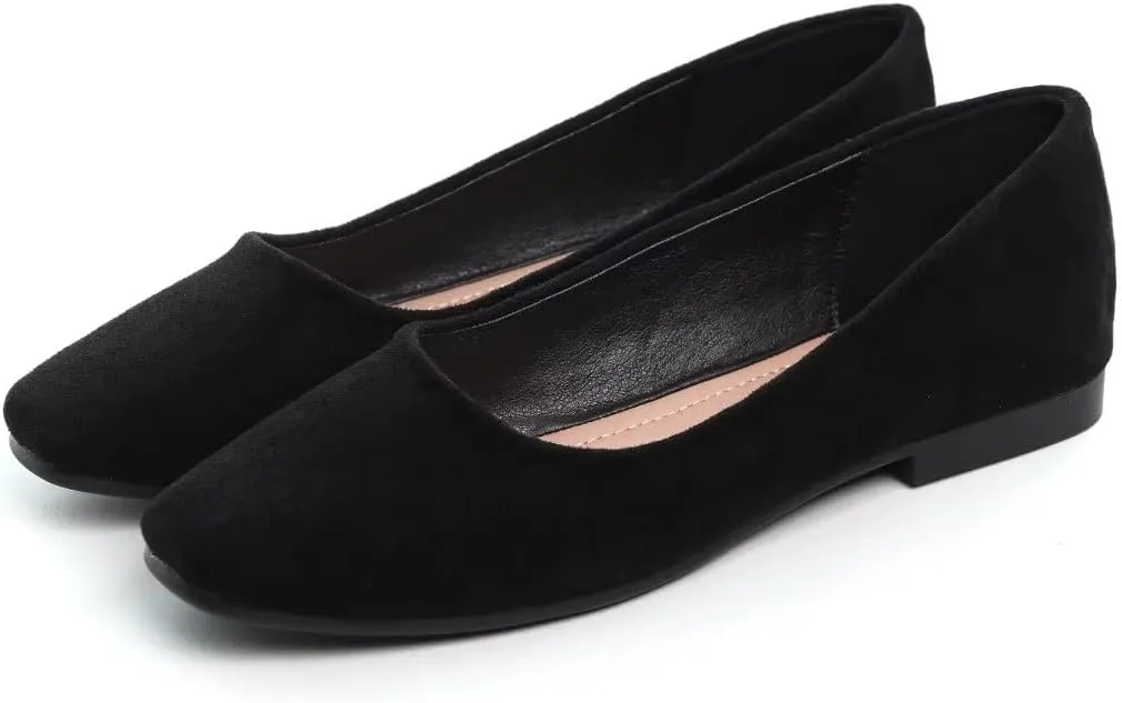 TN TANGNEST Women's Fashion Square Toe Ballet Shoes Comfortable Slip On Flats