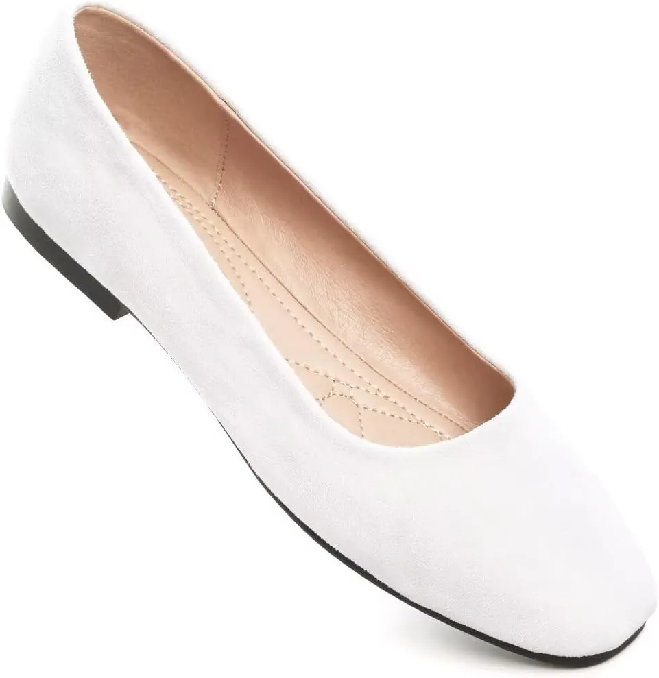 TN TANGNEST Women's Fashion Square Toe Ballet Shoes Comfortable Slip On Flats