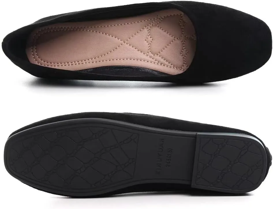 TN TANGNEST Women's Fashion Square Toe Ballet Shoes Comfortable Slip On Flats