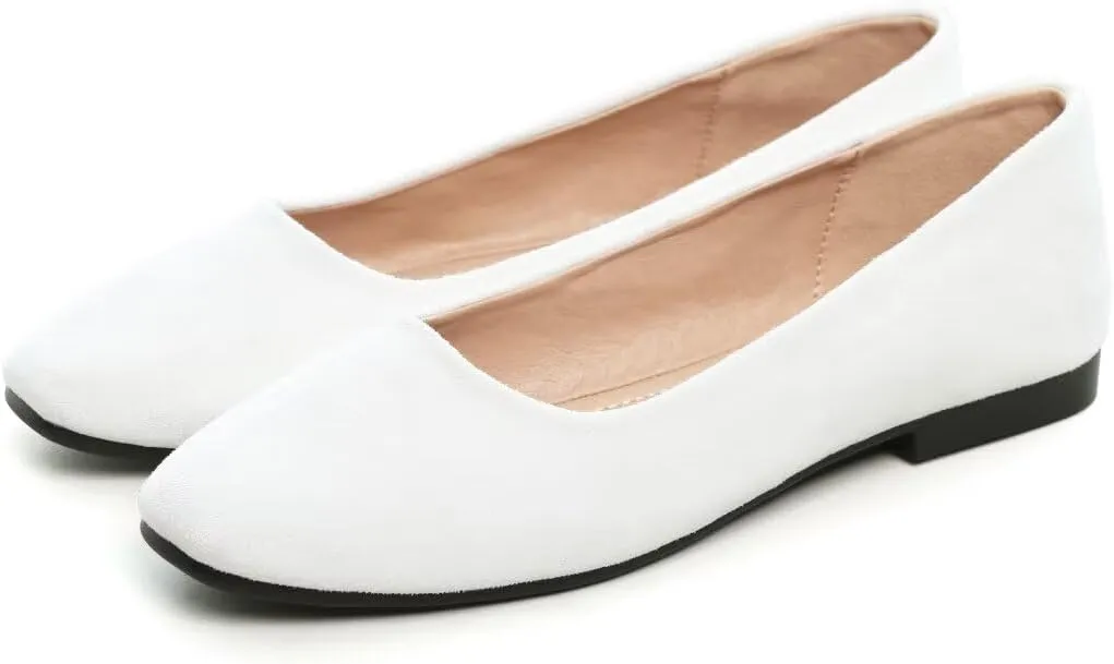 TN TANGNEST Women's Fashion Square Toe Ballet Shoes Comfortable Slip On Flats