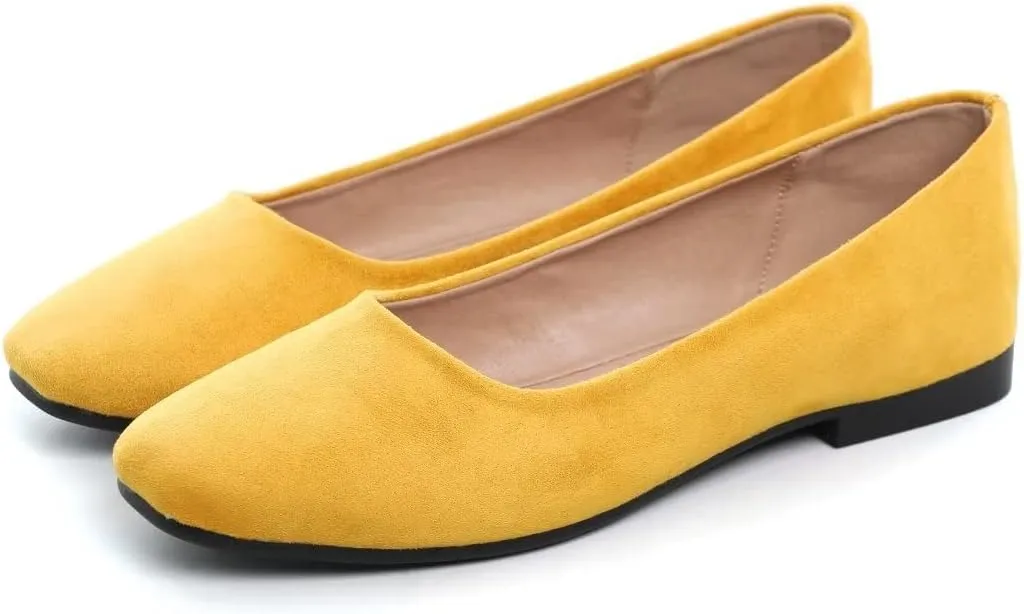 TN TANGNEST Women's Fashion Square Toe Ballet Shoes Comfortable Slip On Flats