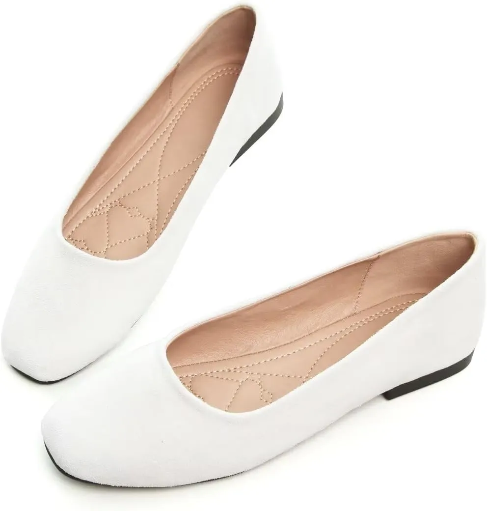TN TANGNEST Women's Fashion Square Toe Ballet Shoes Comfortable Slip On Flats