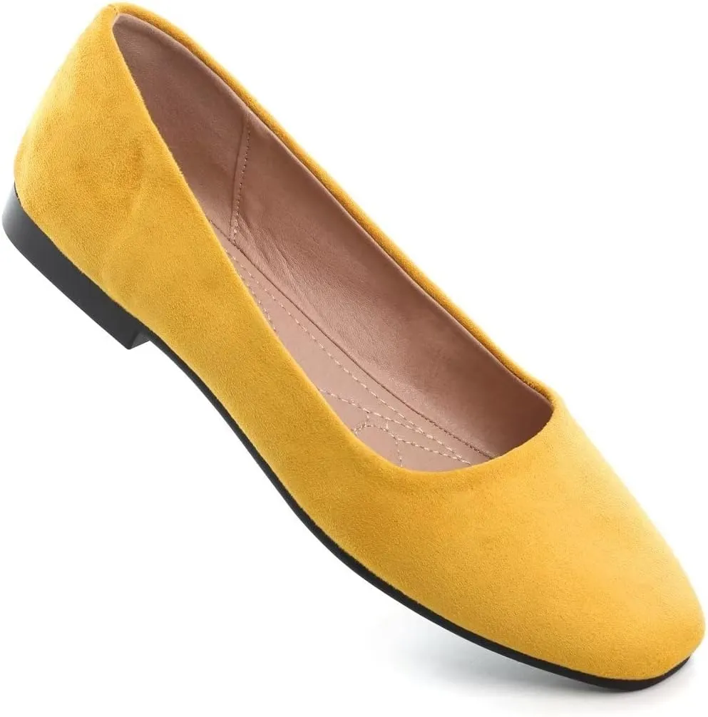 TN TANGNEST Women's Fashion Square Toe Ballet Shoes Comfortable Slip On Flats