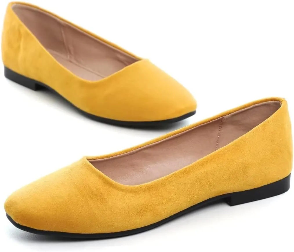 TN TANGNEST Women's Fashion Square Toe Ballet Shoes Comfortable Slip On Flats